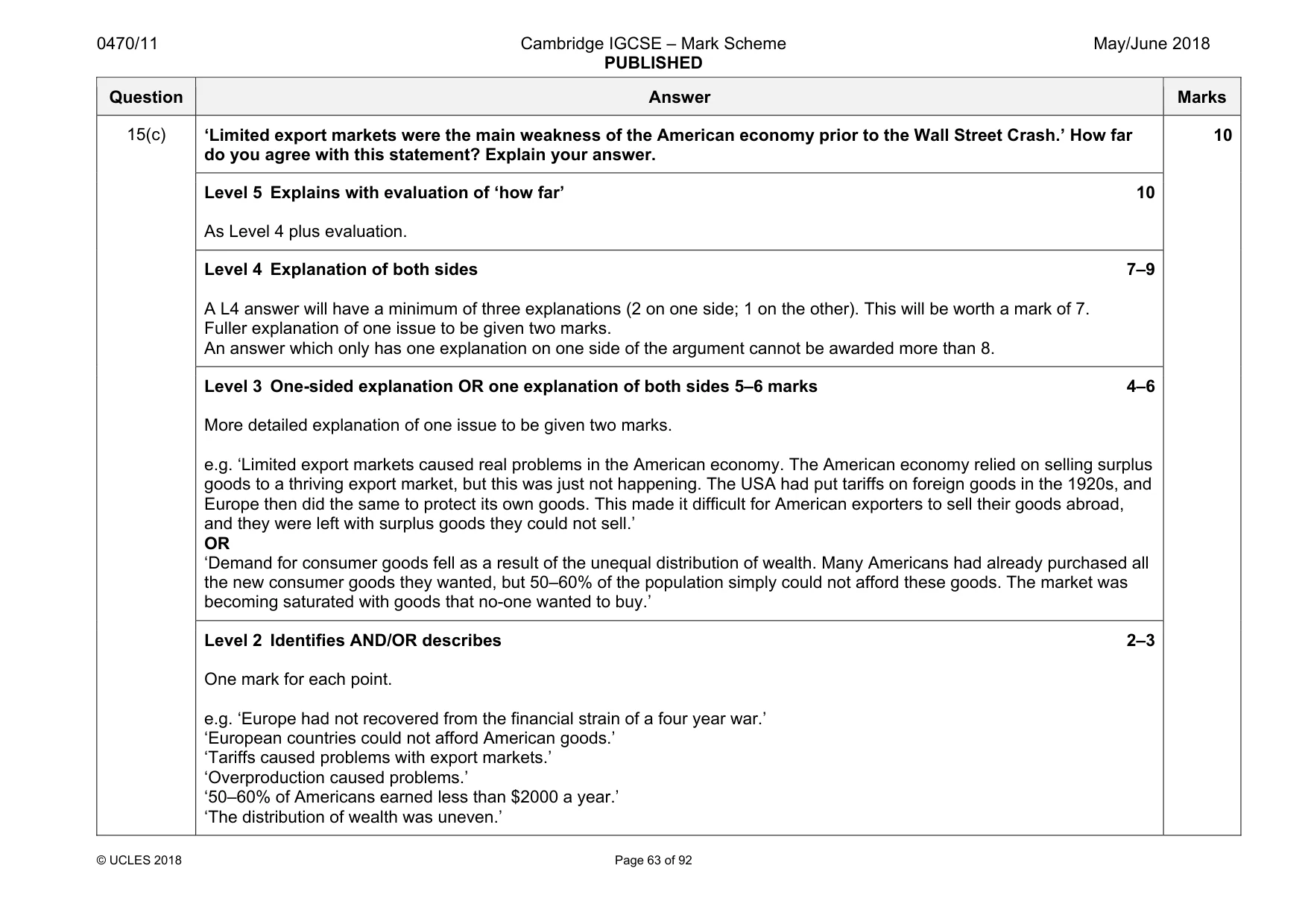 Mark scheme, page 63 of 92