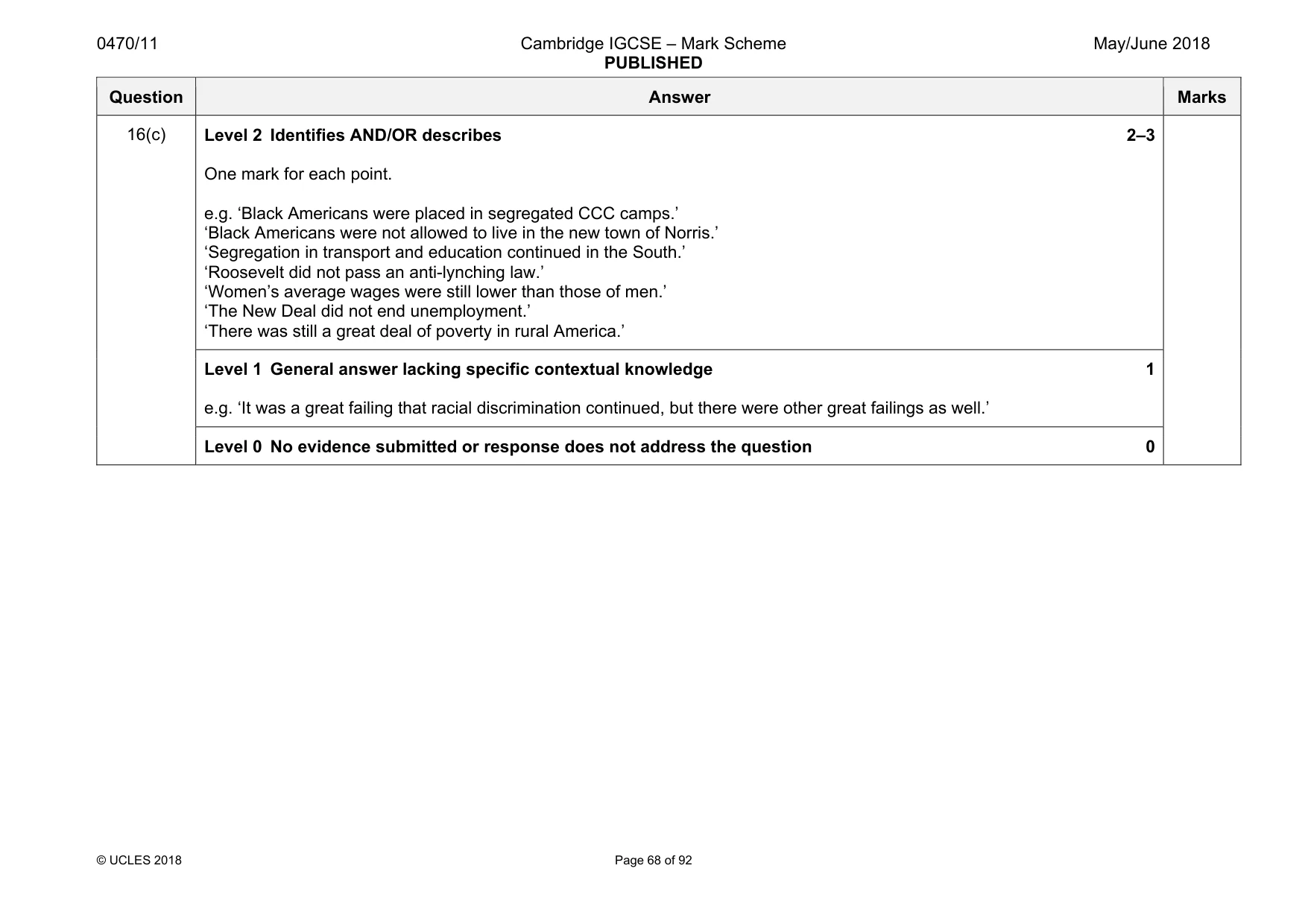 Mark scheme, page 68 of 92