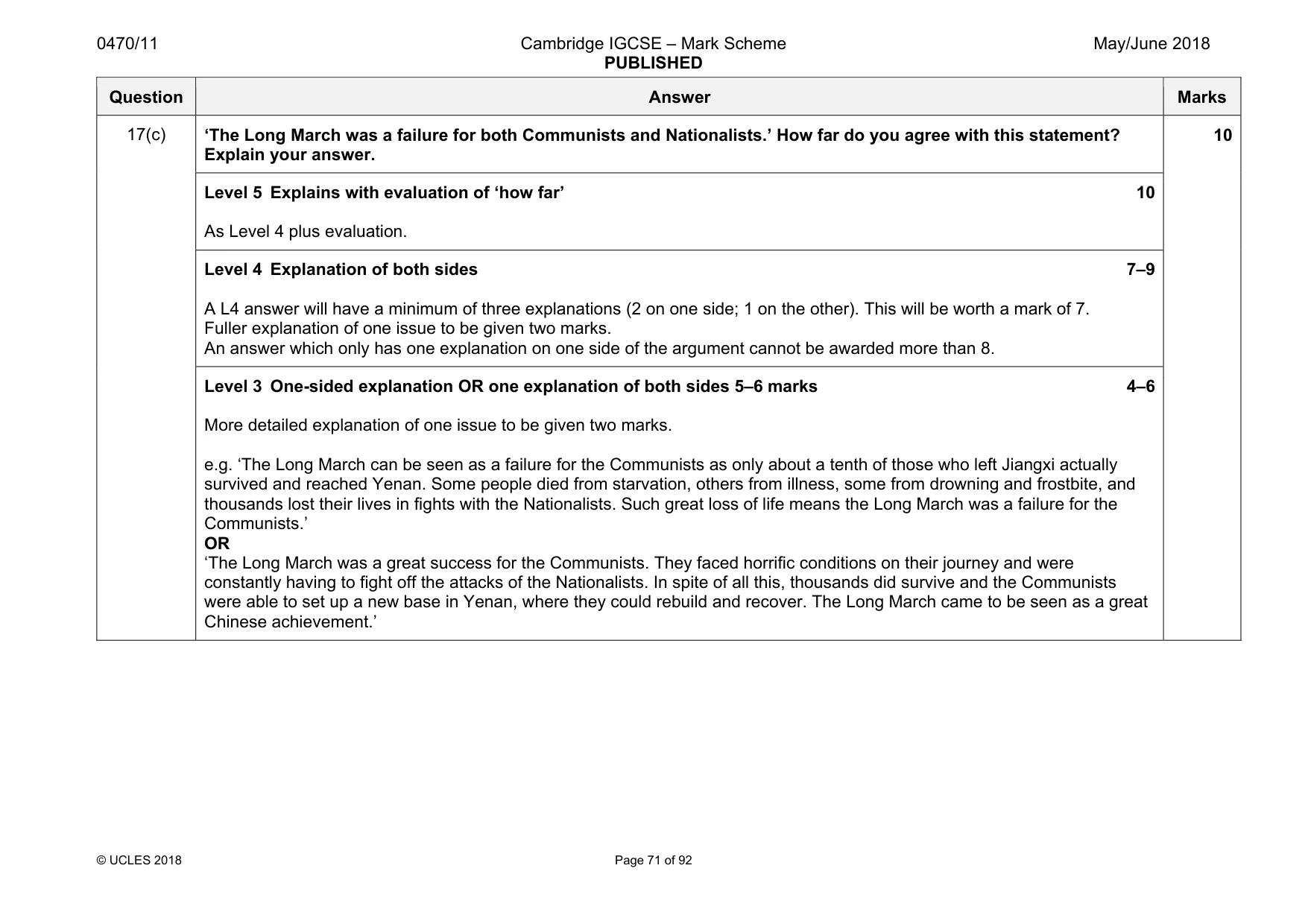 Mark scheme, page 71 of 92