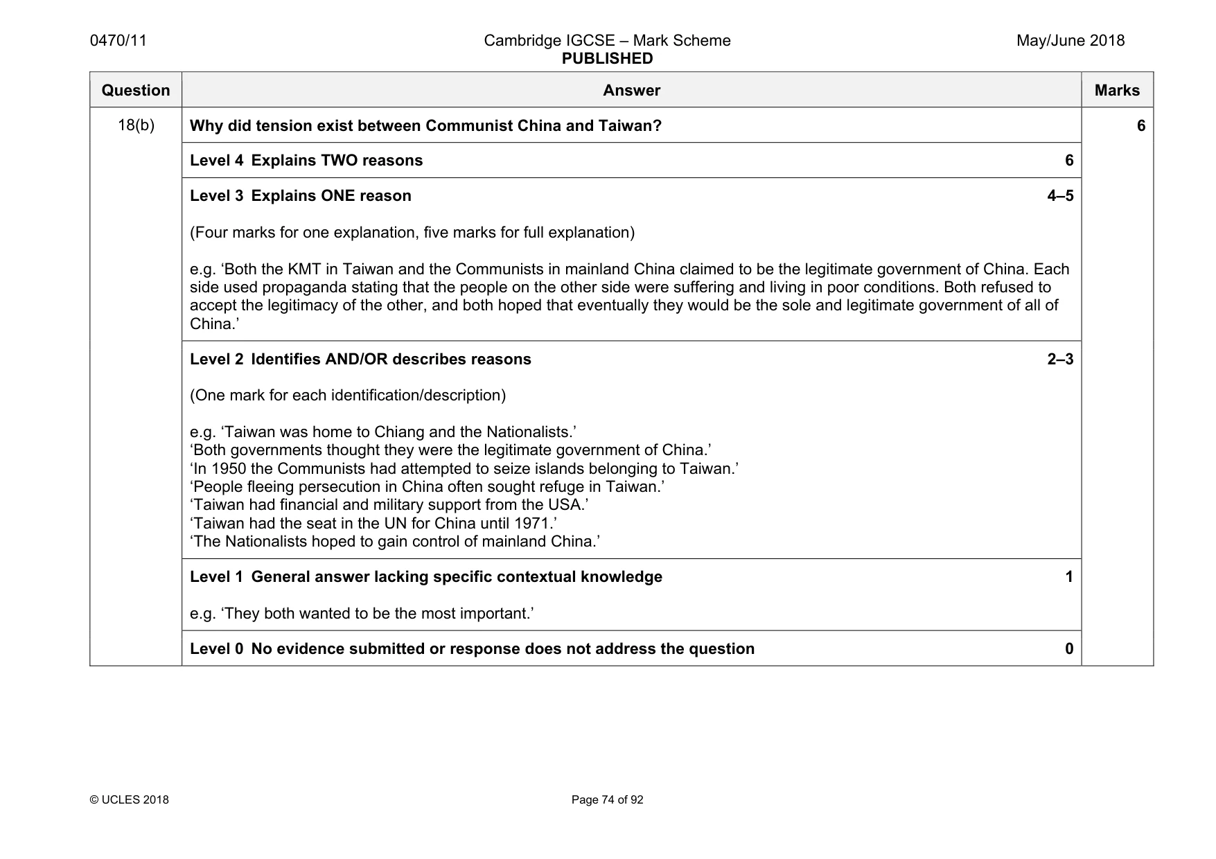 Mark scheme, page 74 of 92