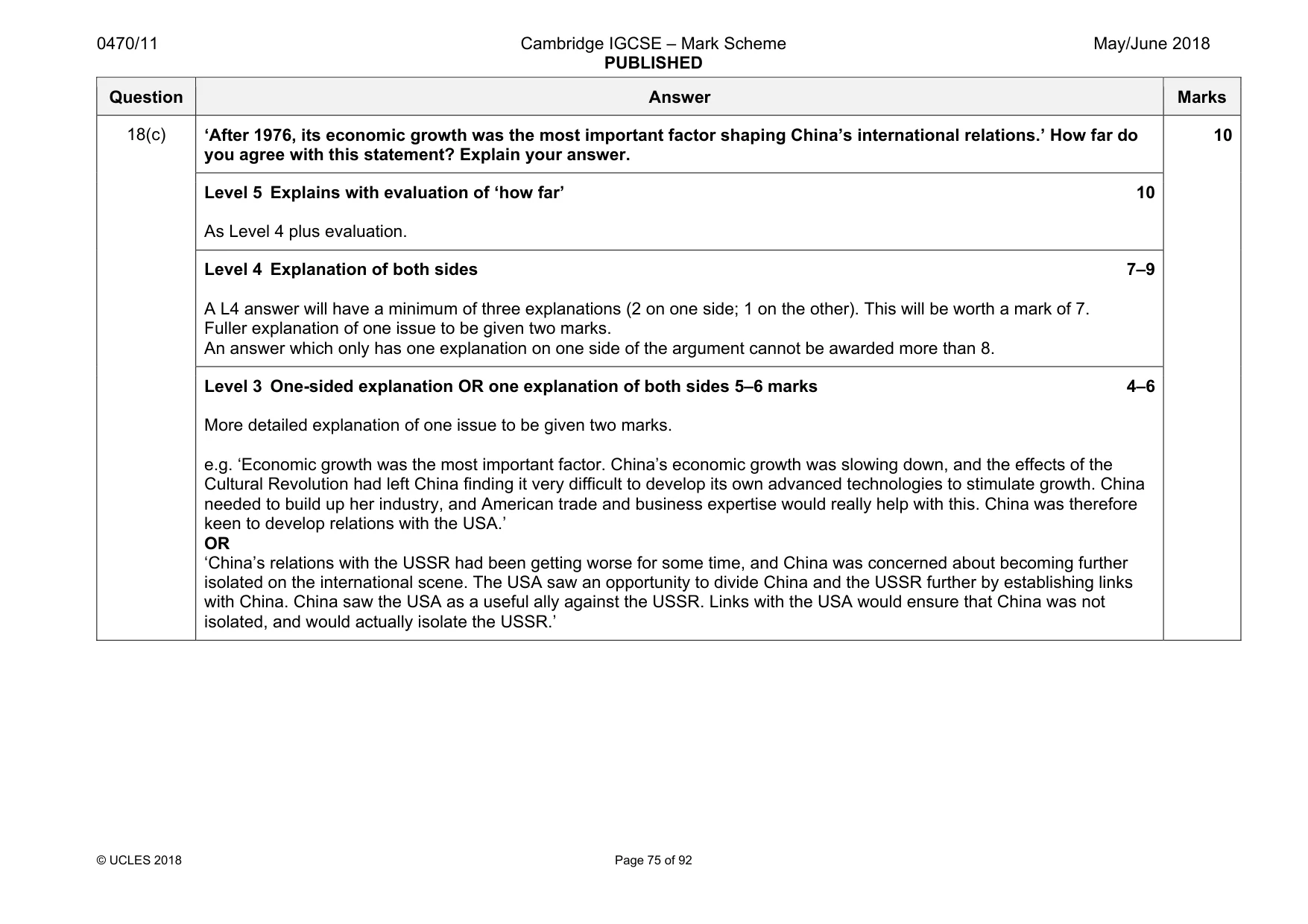 Mark scheme, page 75 of 92