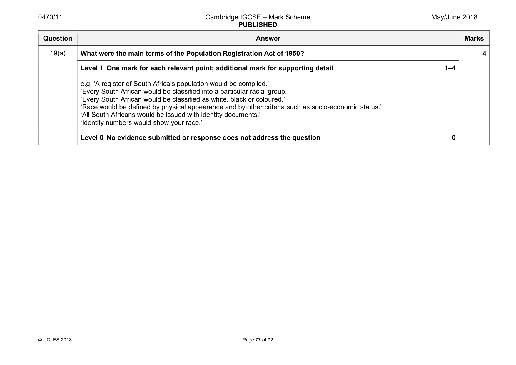Mark scheme, page 77 of 92