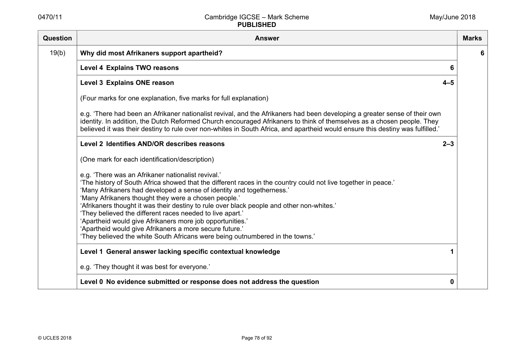 Mark scheme, page 78 of 92