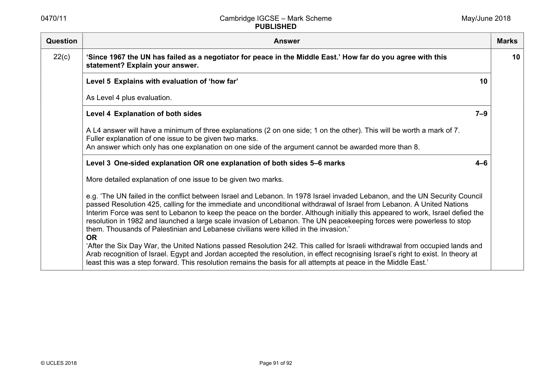 Mark scheme, page 91 of 92
