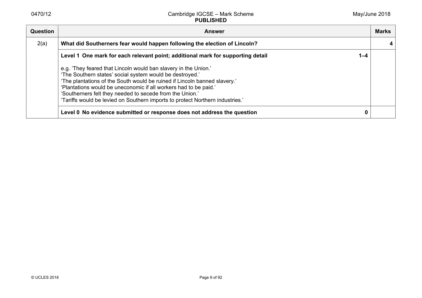 Mark scheme, page 9 of 92