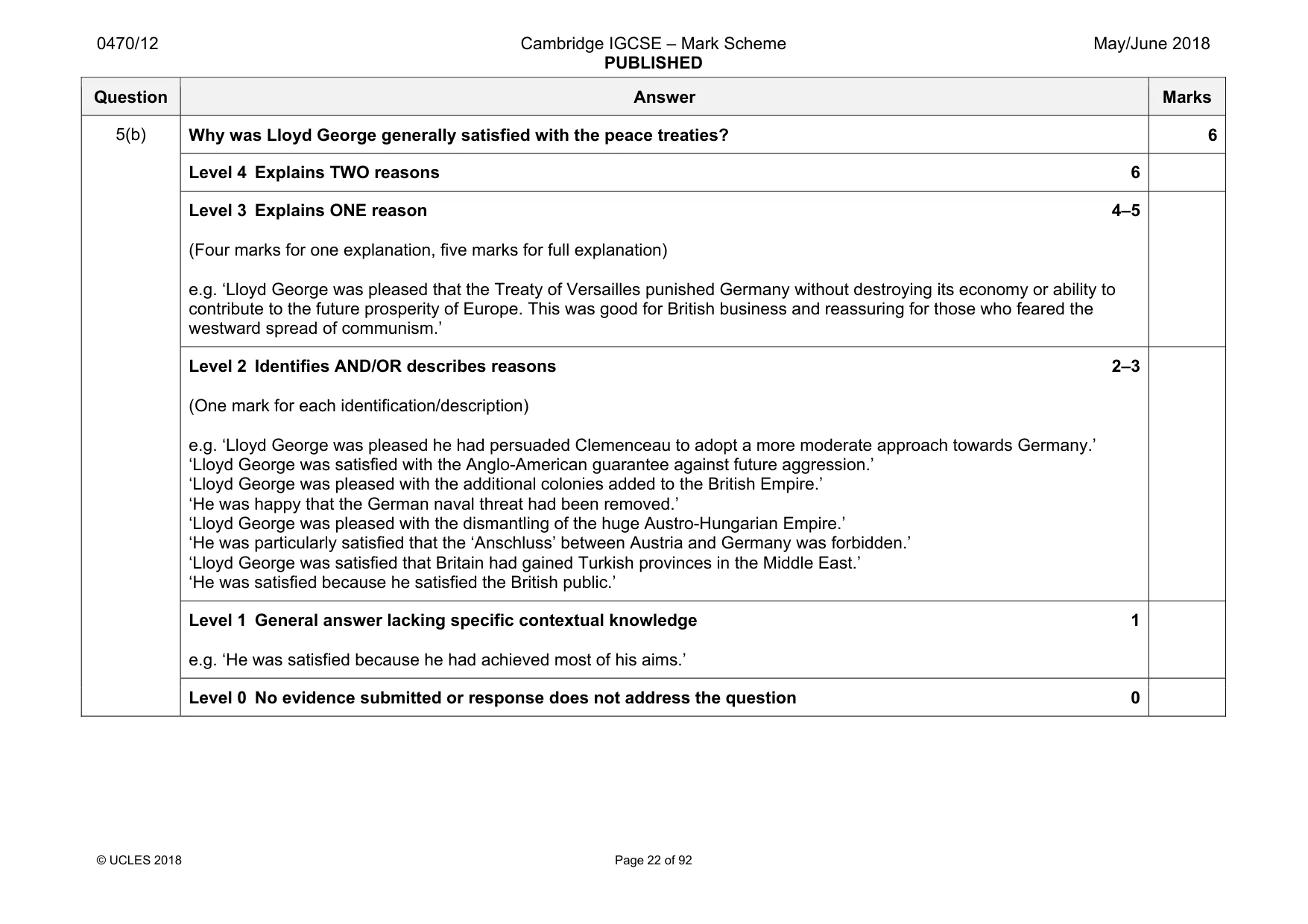 Mark scheme, page 22 of 92