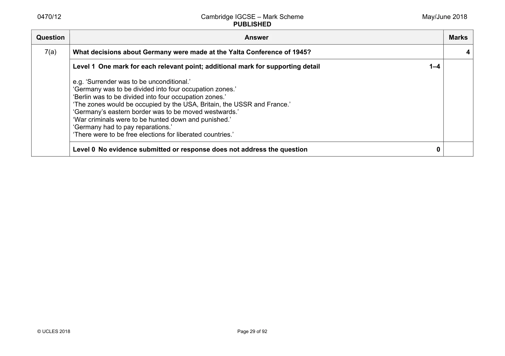 Mark scheme, page 29 of 92