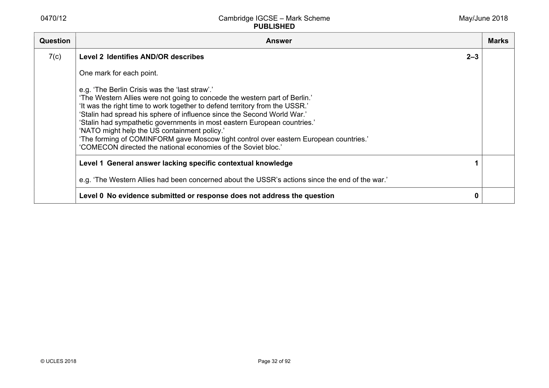 Mark scheme, page 32 of 92