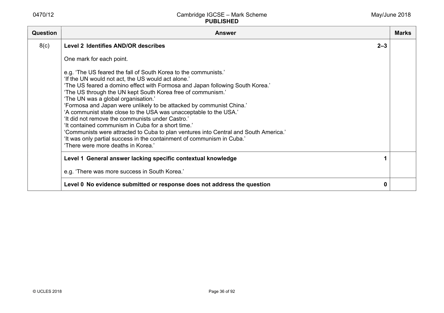 Mark scheme, page 36 of 92