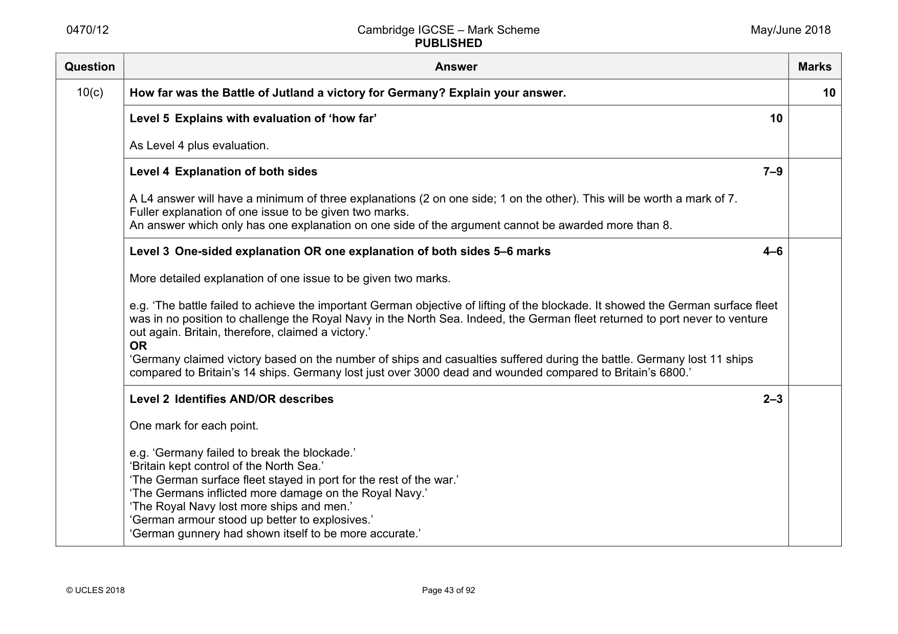 Mark scheme, page 43 of 92