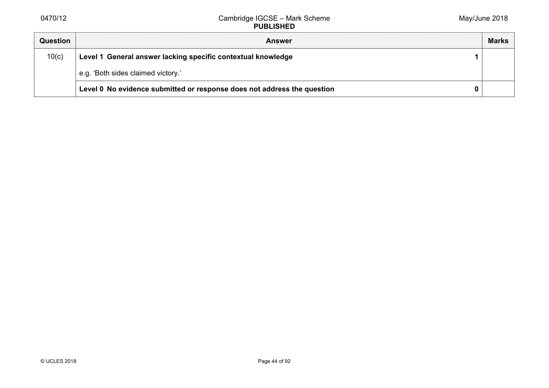 Mark scheme, page 44 of 92