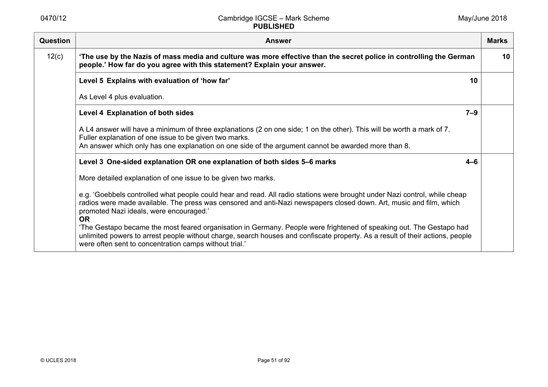 Mark scheme, page 51 of 92