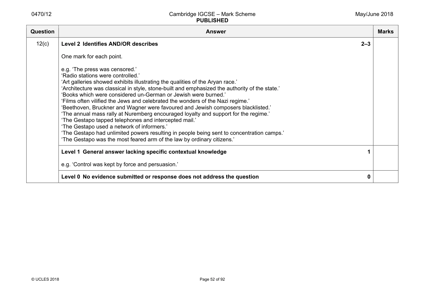 Mark scheme, page 52 of 92