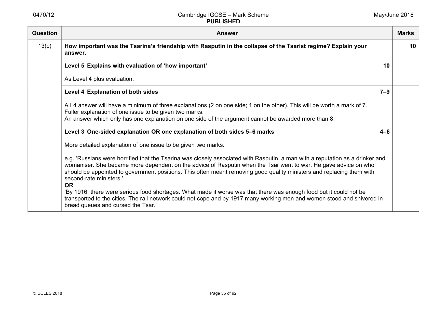 Mark scheme, page 55 of 92