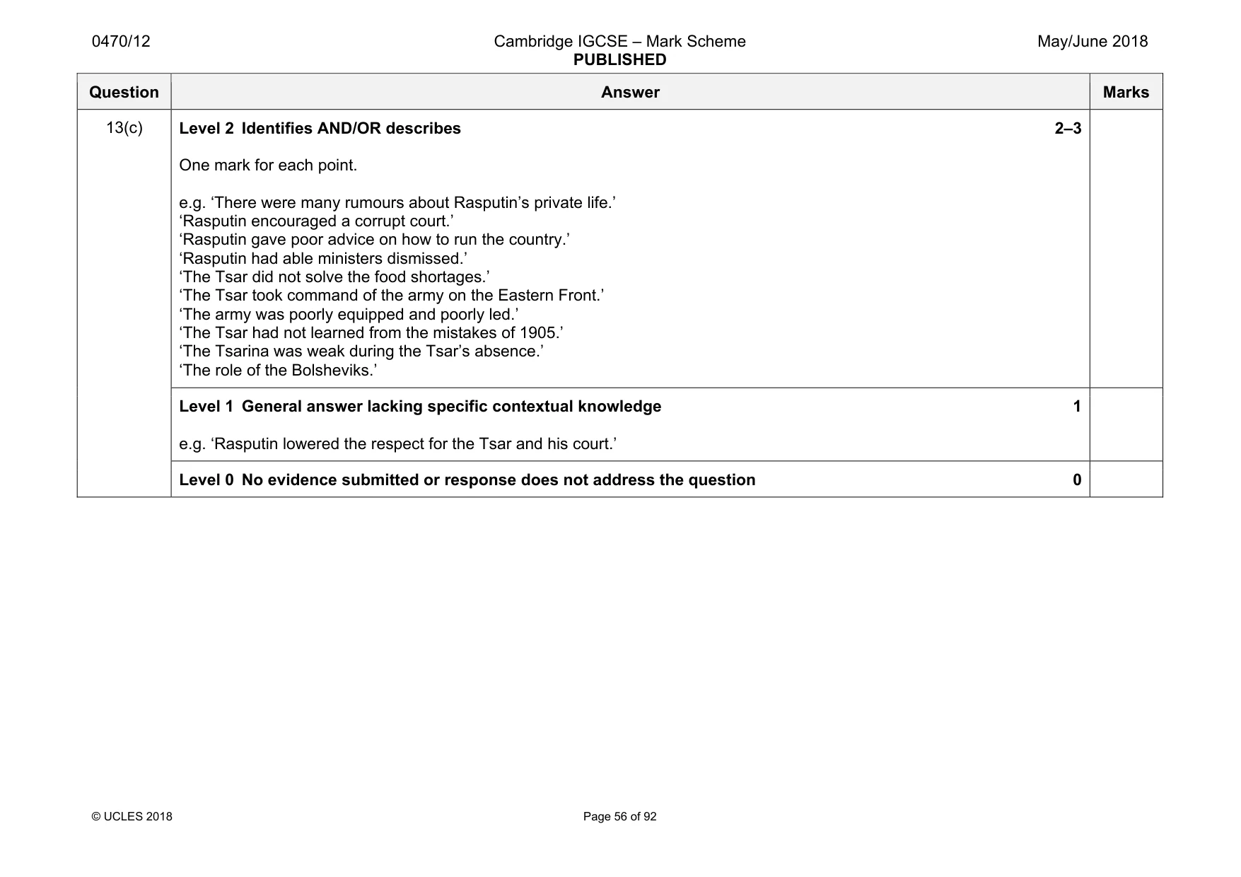 Mark scheme, page 56 of 92