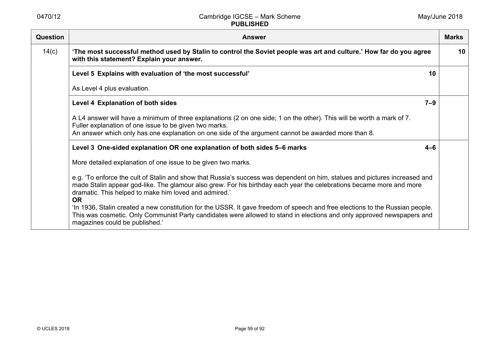 Mark scheme, page 59 of 92