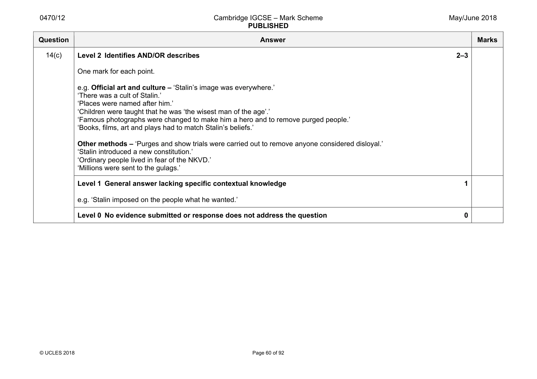 Mark scheme, page 60 of 92