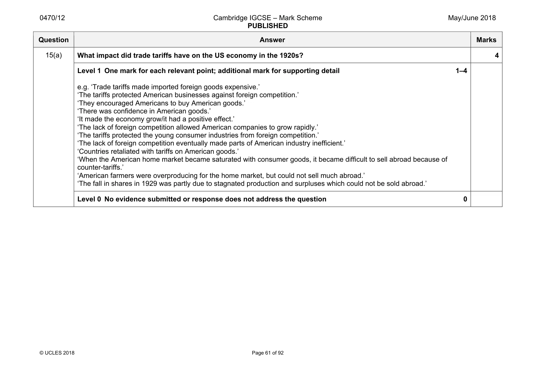 Mark scheme, page 61 of 92