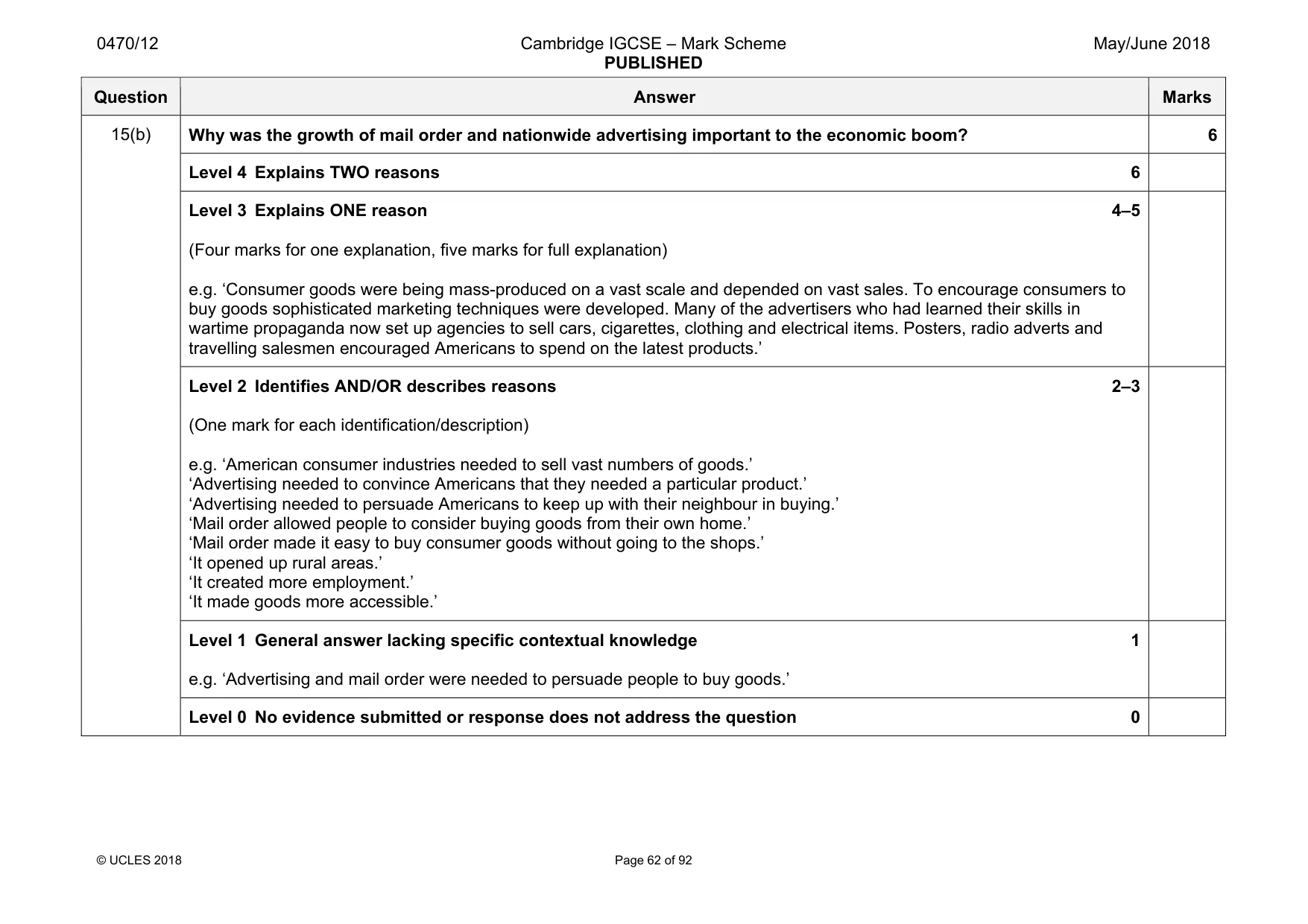 Mark scheme, page 62 of 92