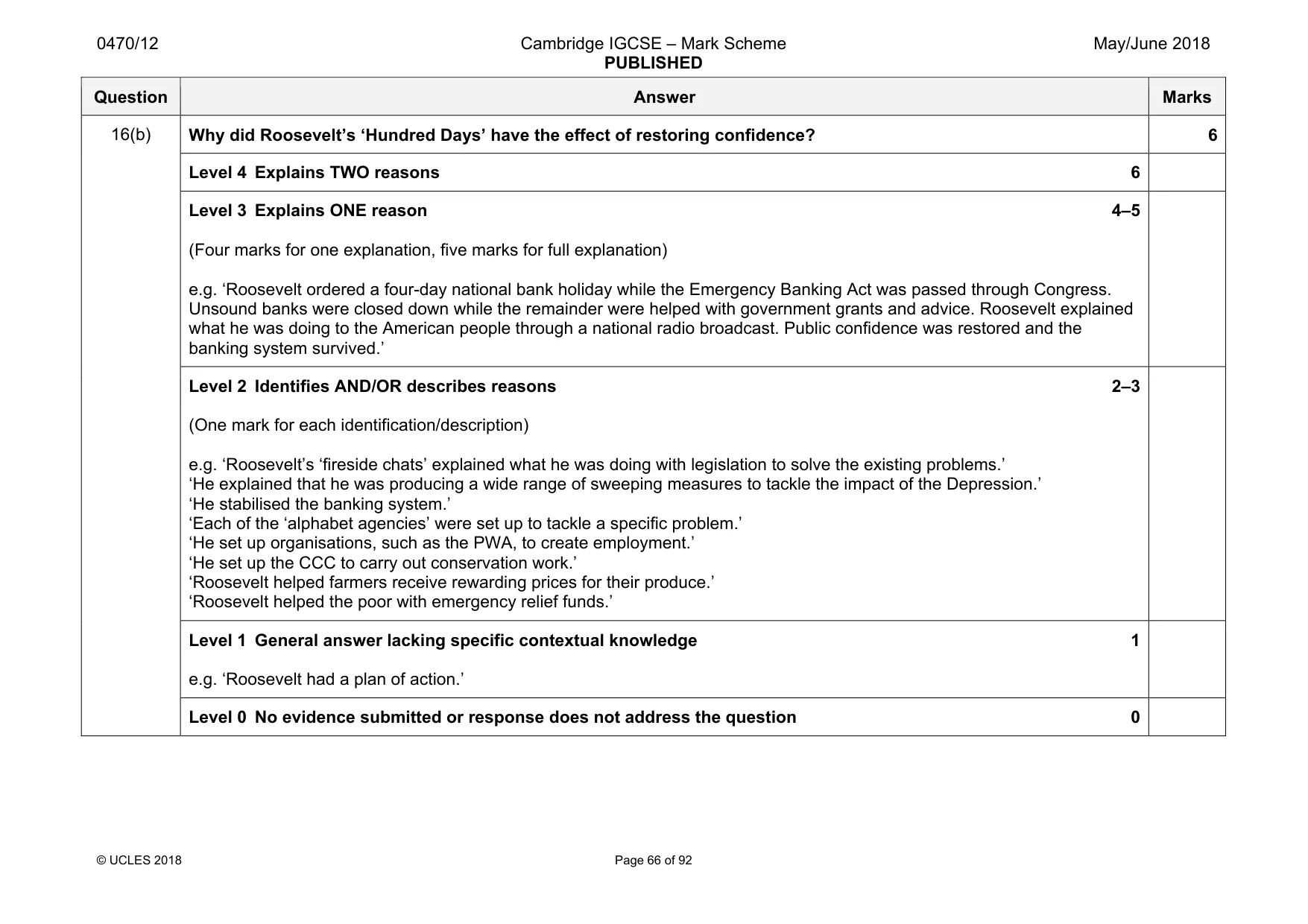 Mark scheme, page 66 of 92