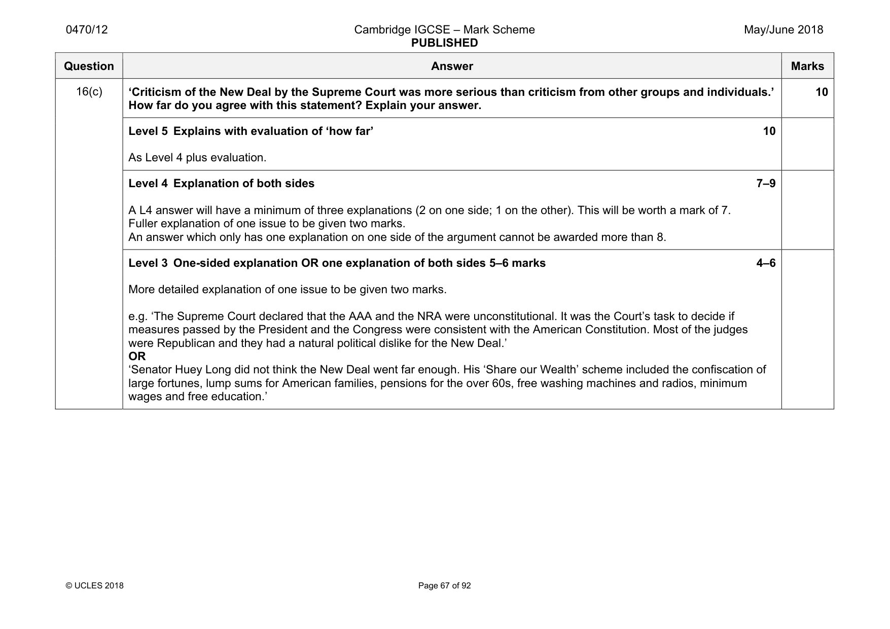 Mark scheme, page 67 of 92
