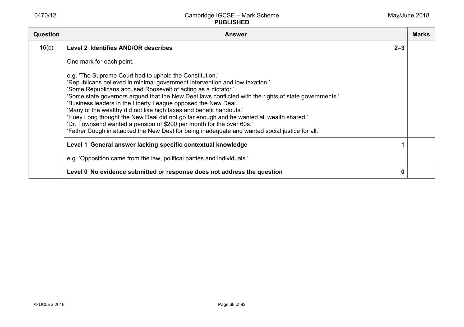 Mark scheme, page 68 of 92