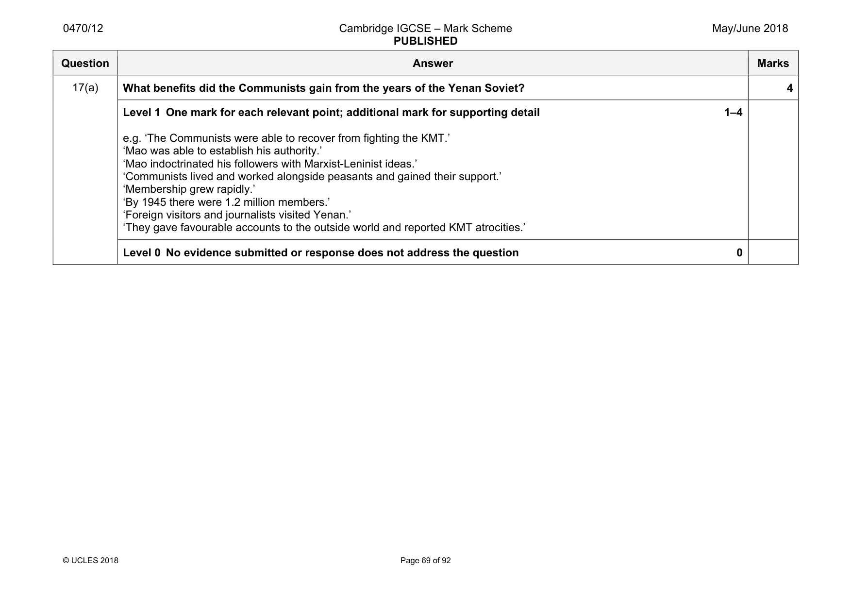 Mark scheme, page 69 of 92