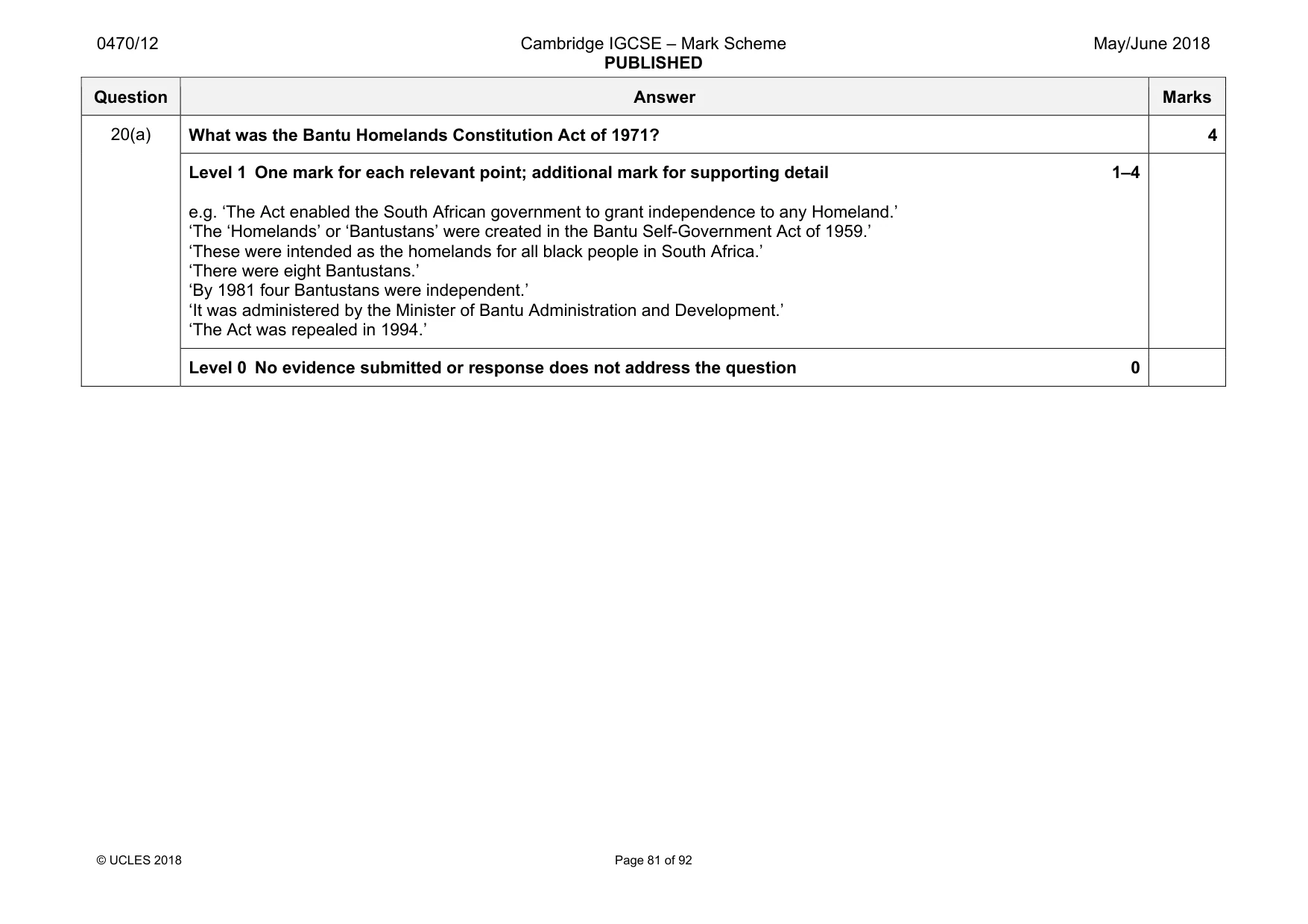 Mark scheme, page 81 of 92