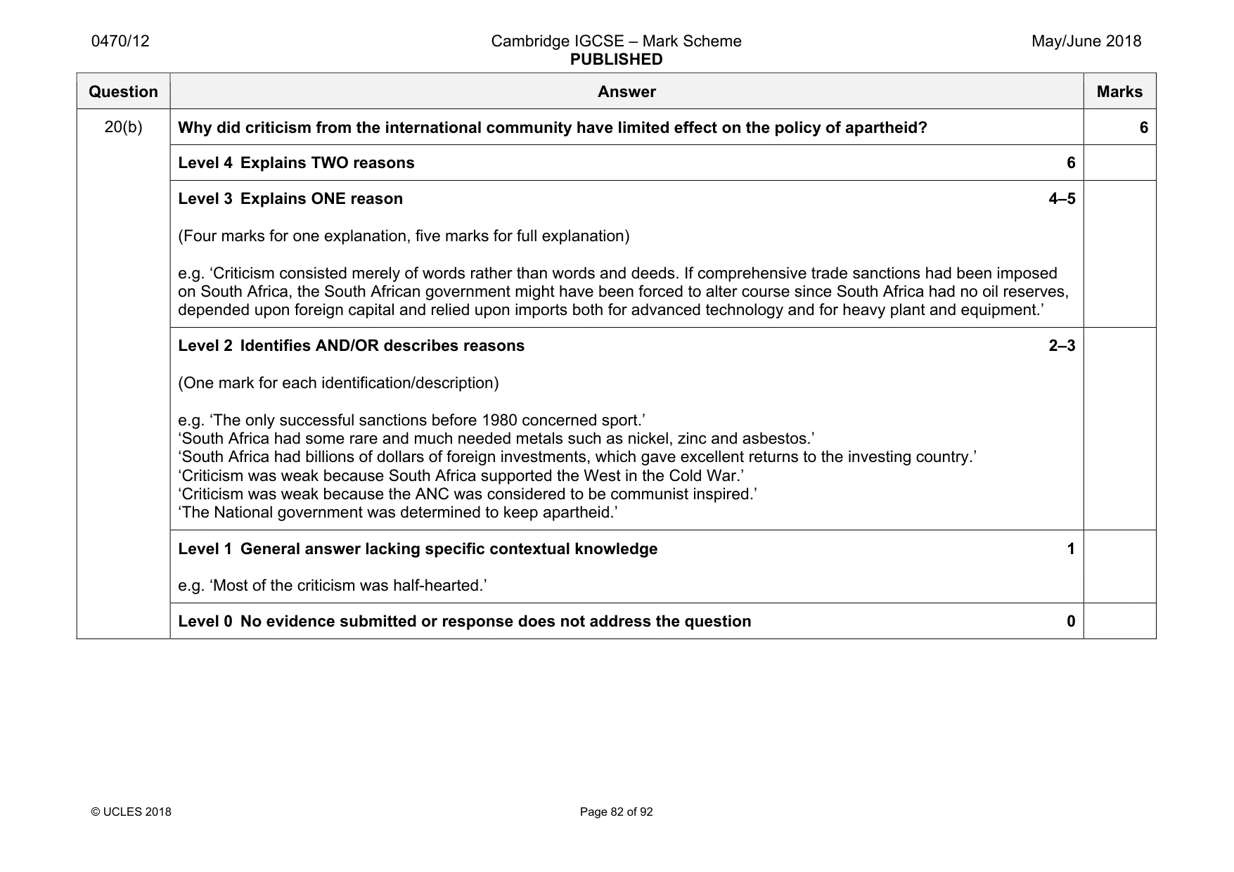 Mark scheme, page 82 of 92