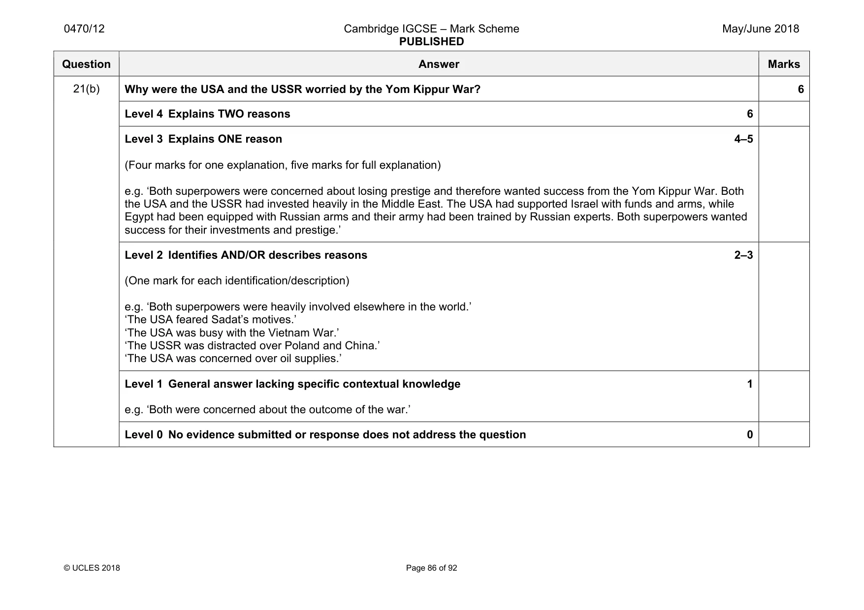 Mark scheme, page 86 of 92