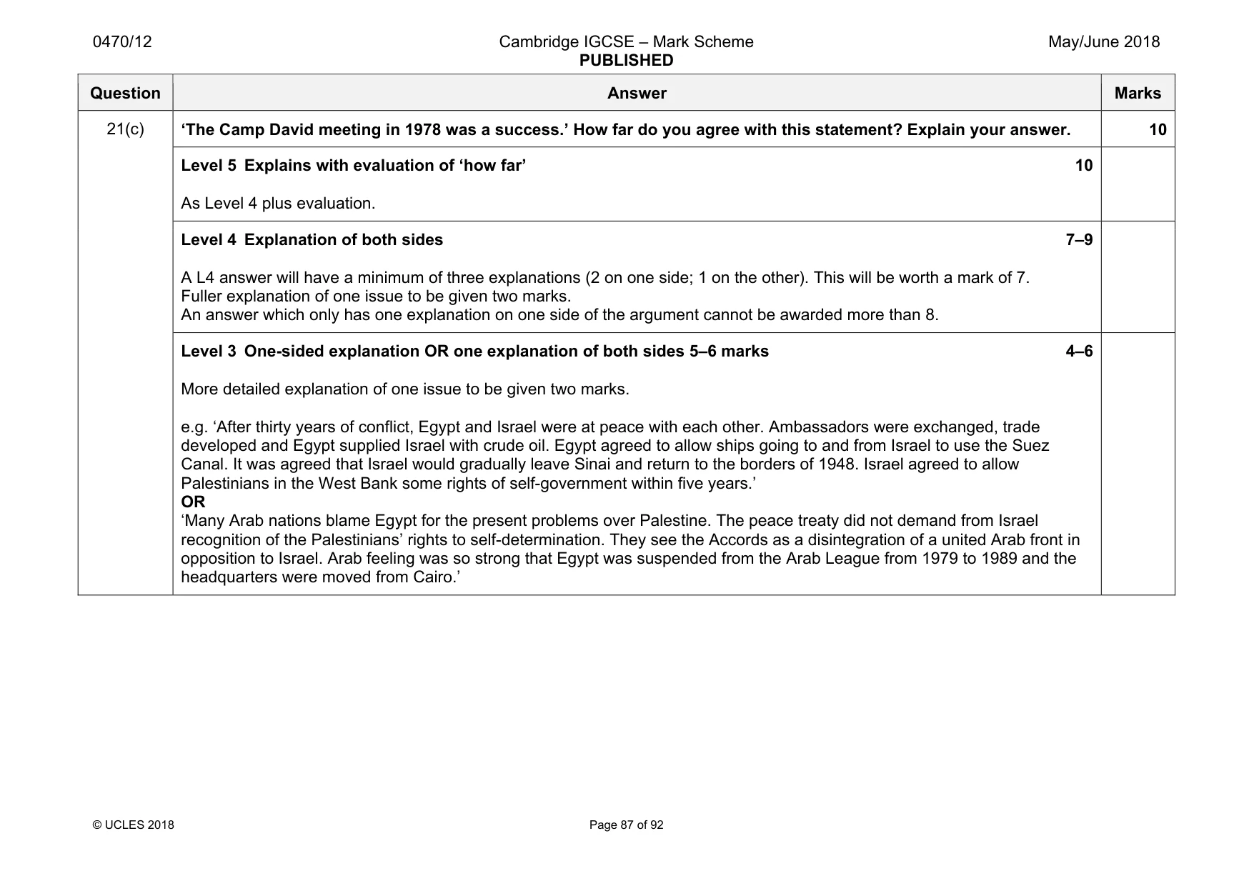 Mark scheme, page 87 of 92