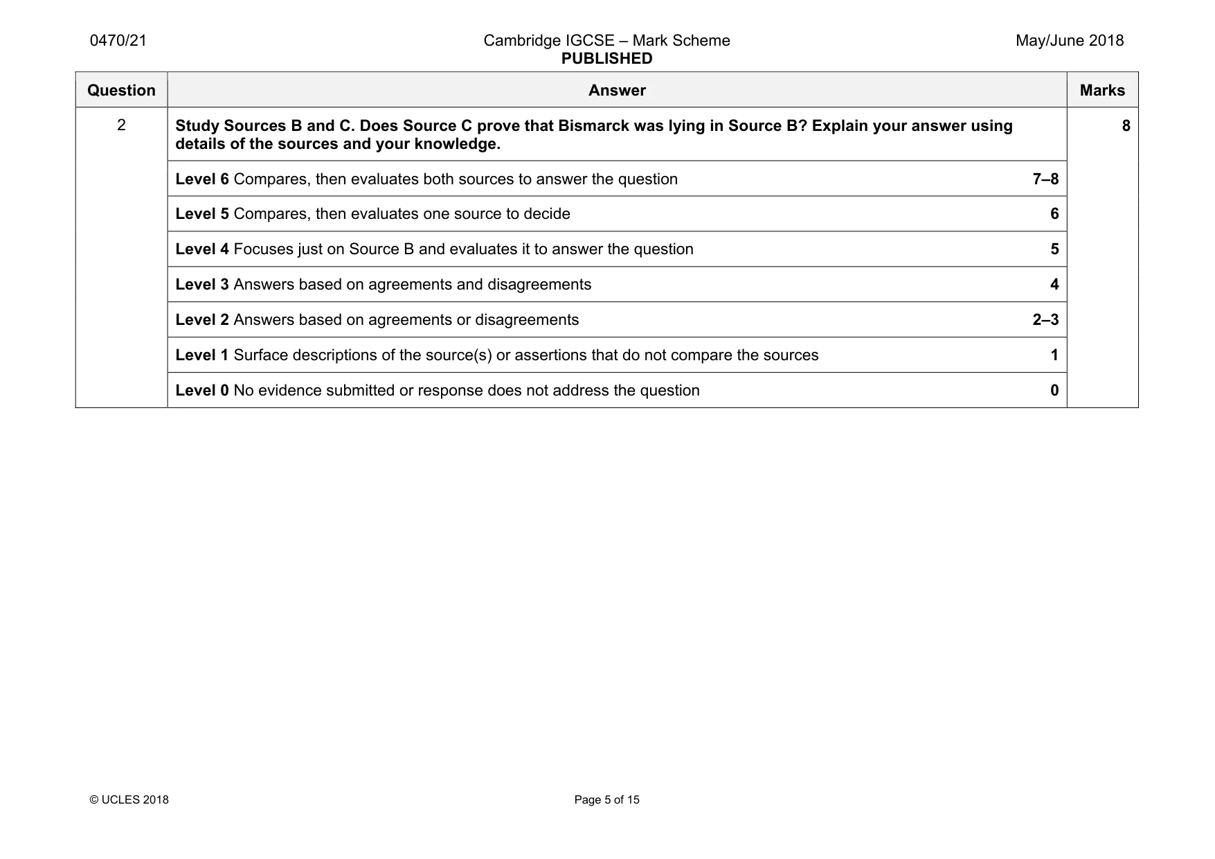 Mark scheme, page 5 of 15
