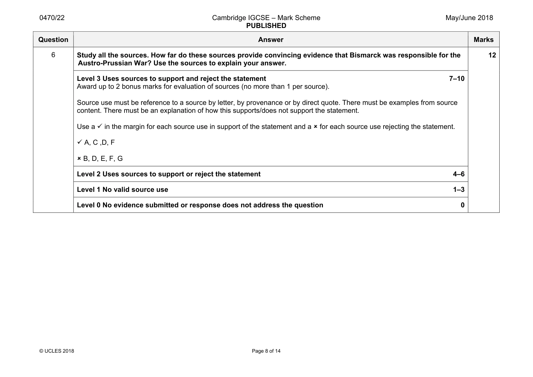 Mark scheme, page 8 of 14