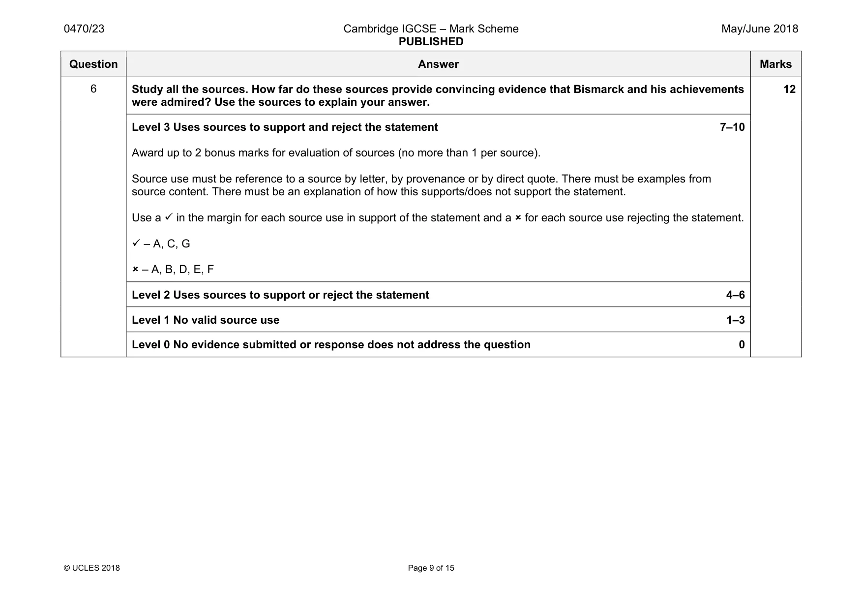 Mark scheme, page 9 of 15