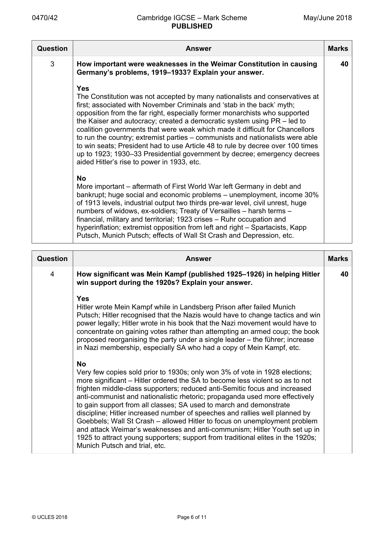 Mark scheme, page 6 of 11