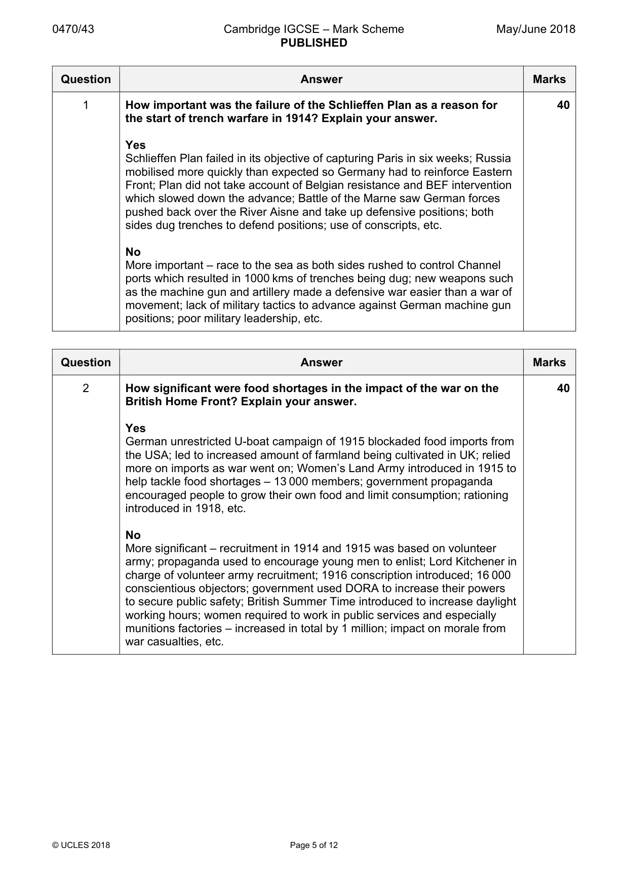 Mark scheme, page 5 of 12
