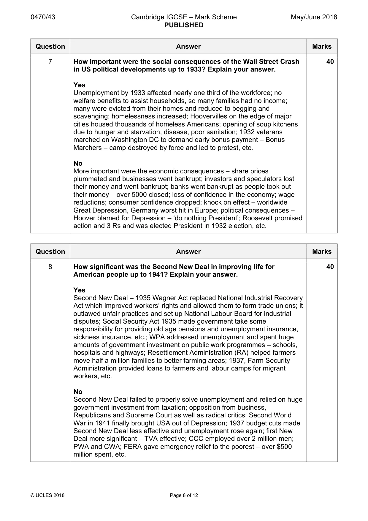 Mark scheme, page 8 of 12