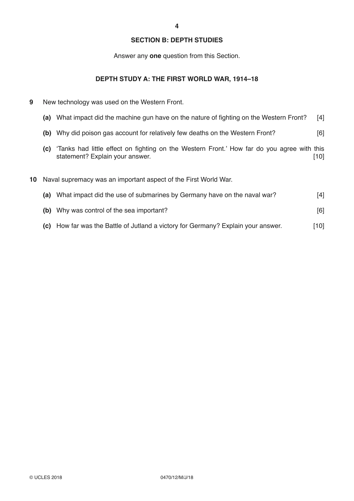 Cambridge IGCSE History 0470 2018 May/June Paper 1 · Variant 2 question paper, page 4 of 12
