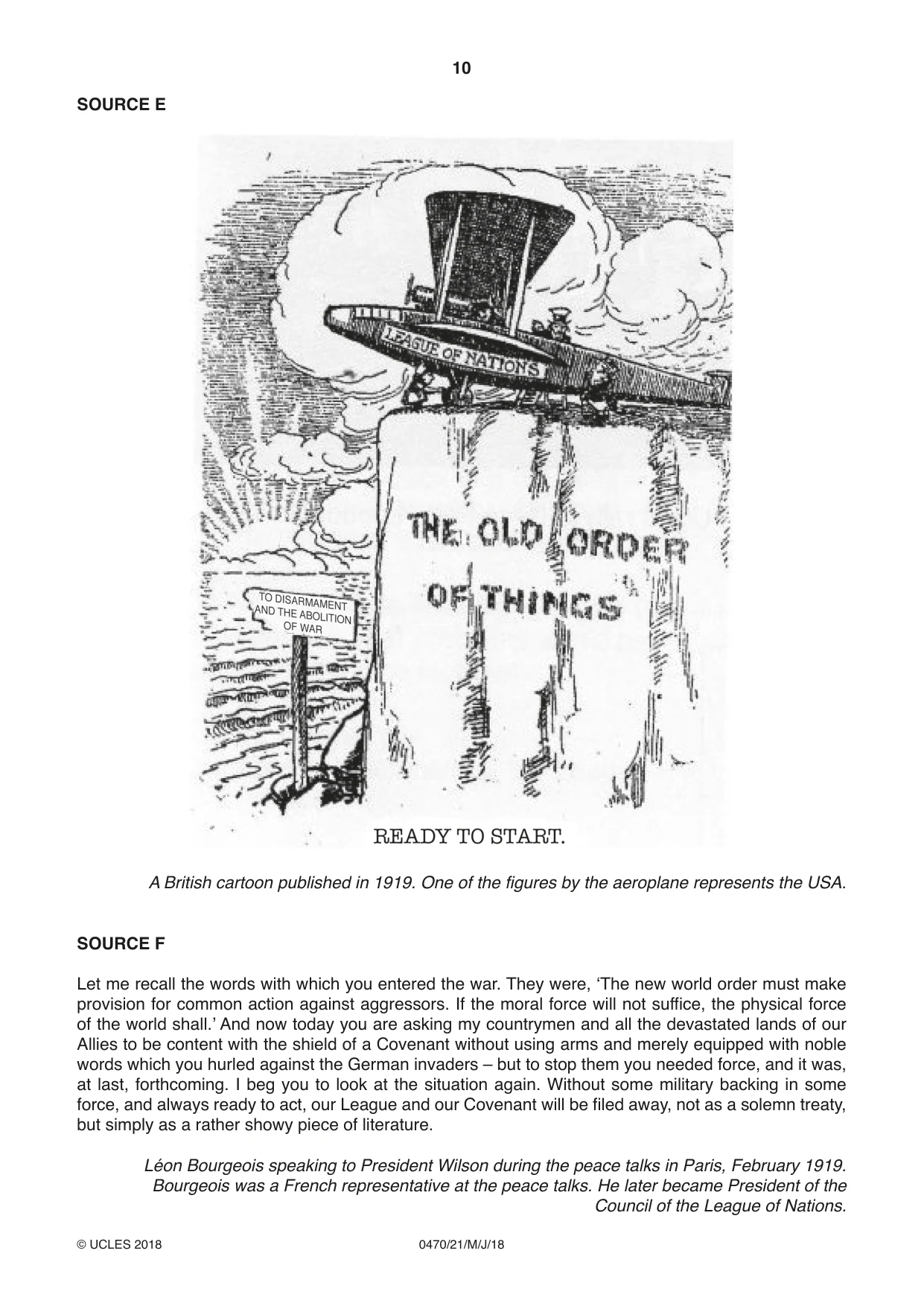 Cambridge IGCSE History 0470 2018 May/June Paper 2 · Variant 1 question paper, page 10 of 12