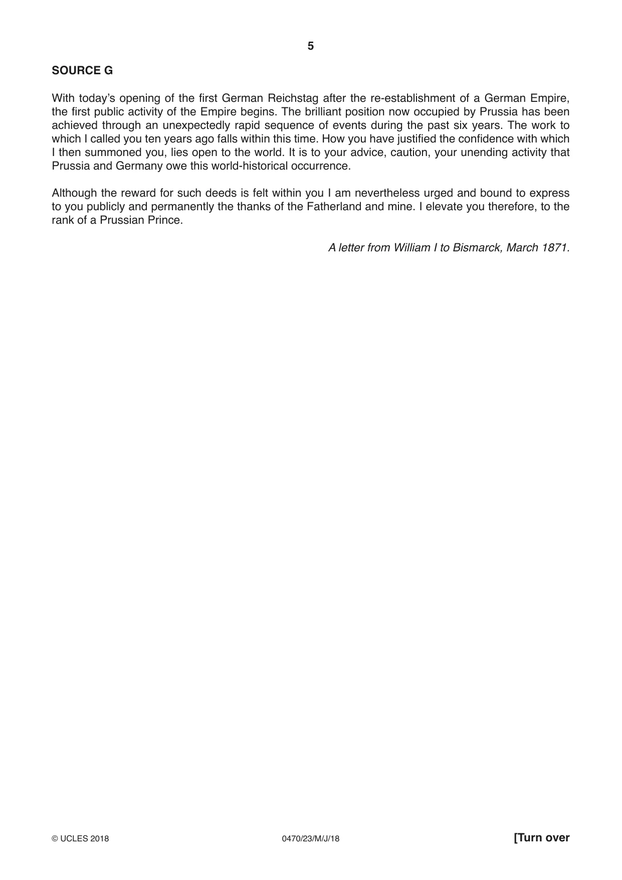 Cambridge IGCSE History 0470 2018 May/June Paper 2 · Variant 3 question paper, page 5 of 12
