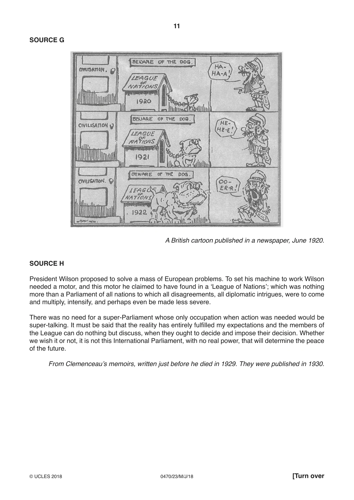 Cambridge IGCSE History 0470 2018 May/June Paper 2 · Variant 3 question paper, page 11 of 12