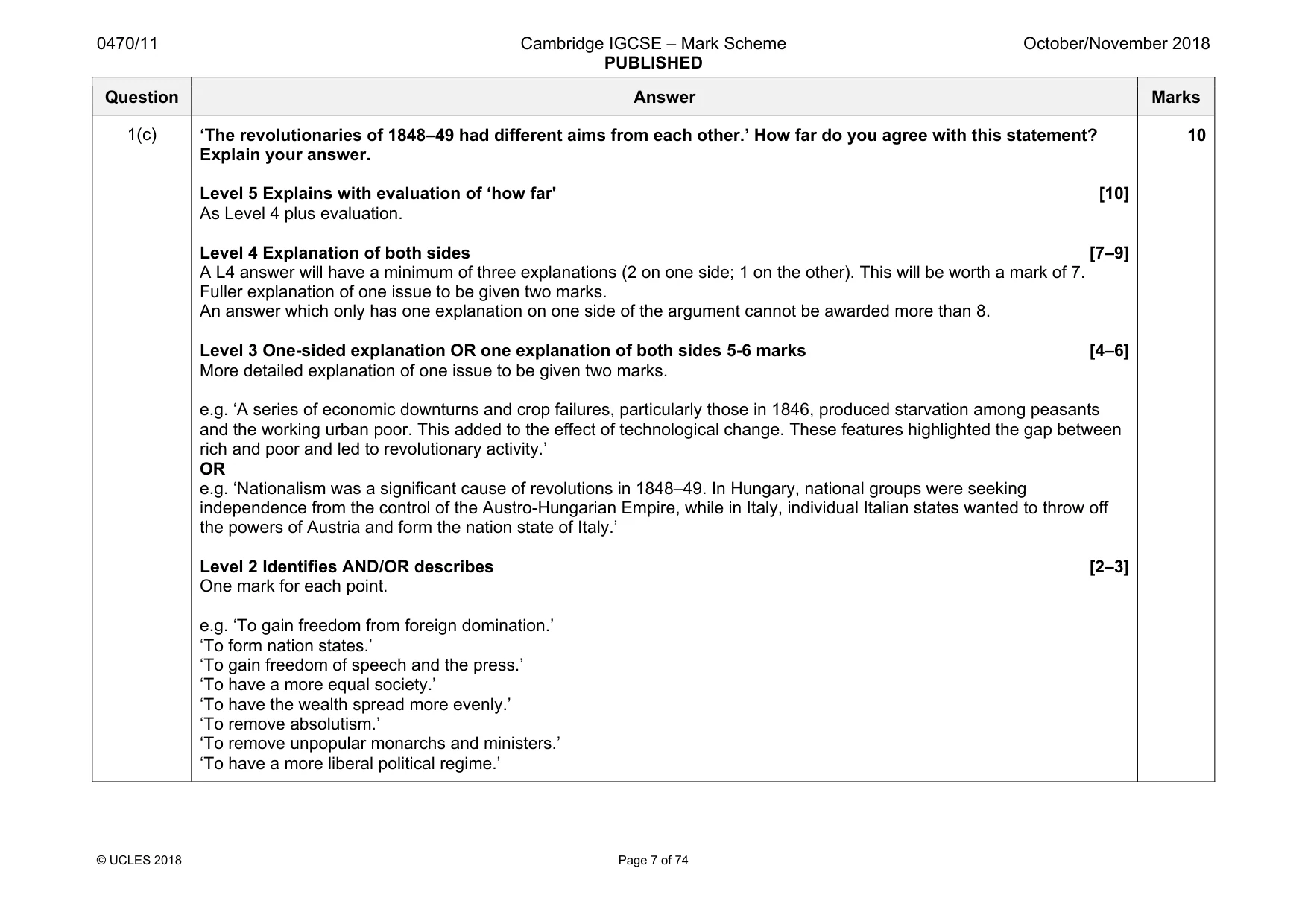 Mark scheme, page 7 of 74