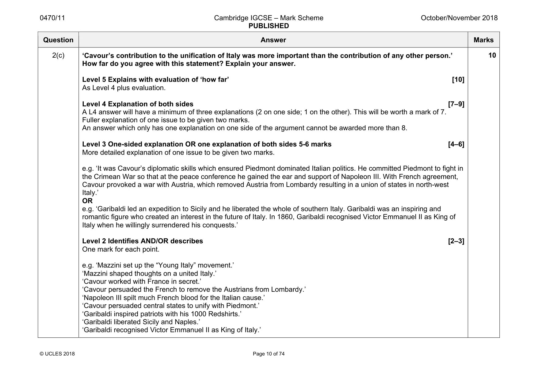 Mark scheme, page 10 of 74