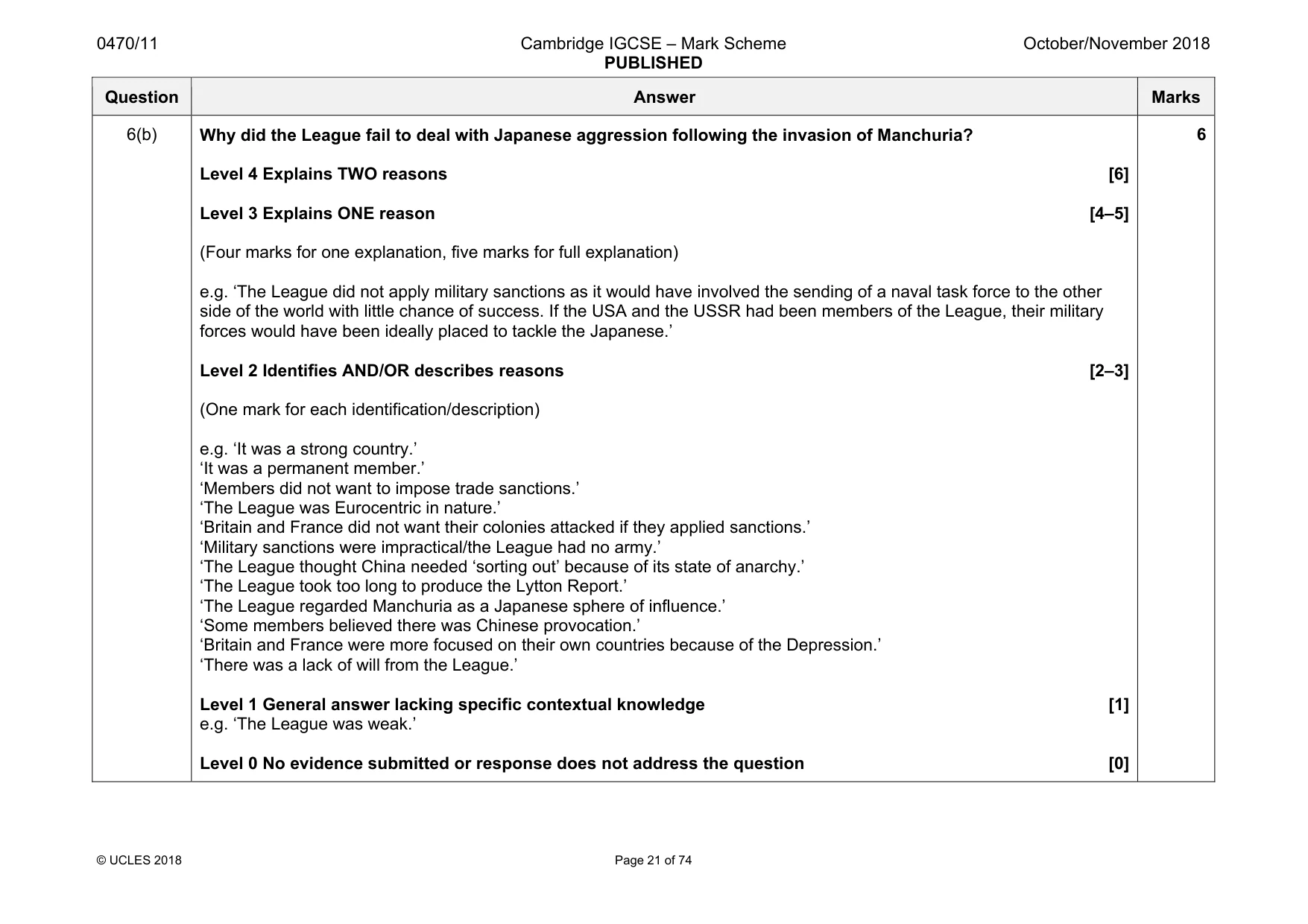 Mark scheme, page 21 of 74