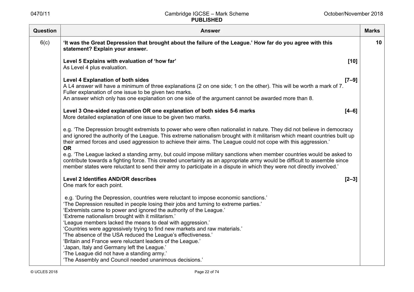 Mark scheme, page 22 of 74