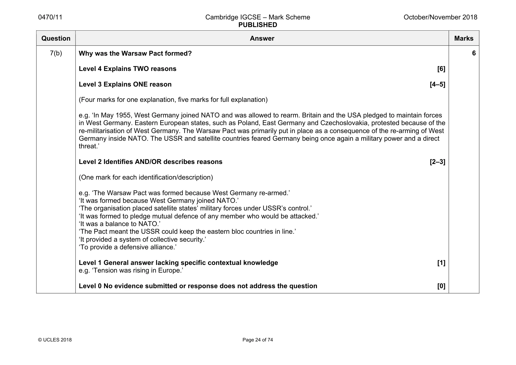Mark scheme, page 24 of 74