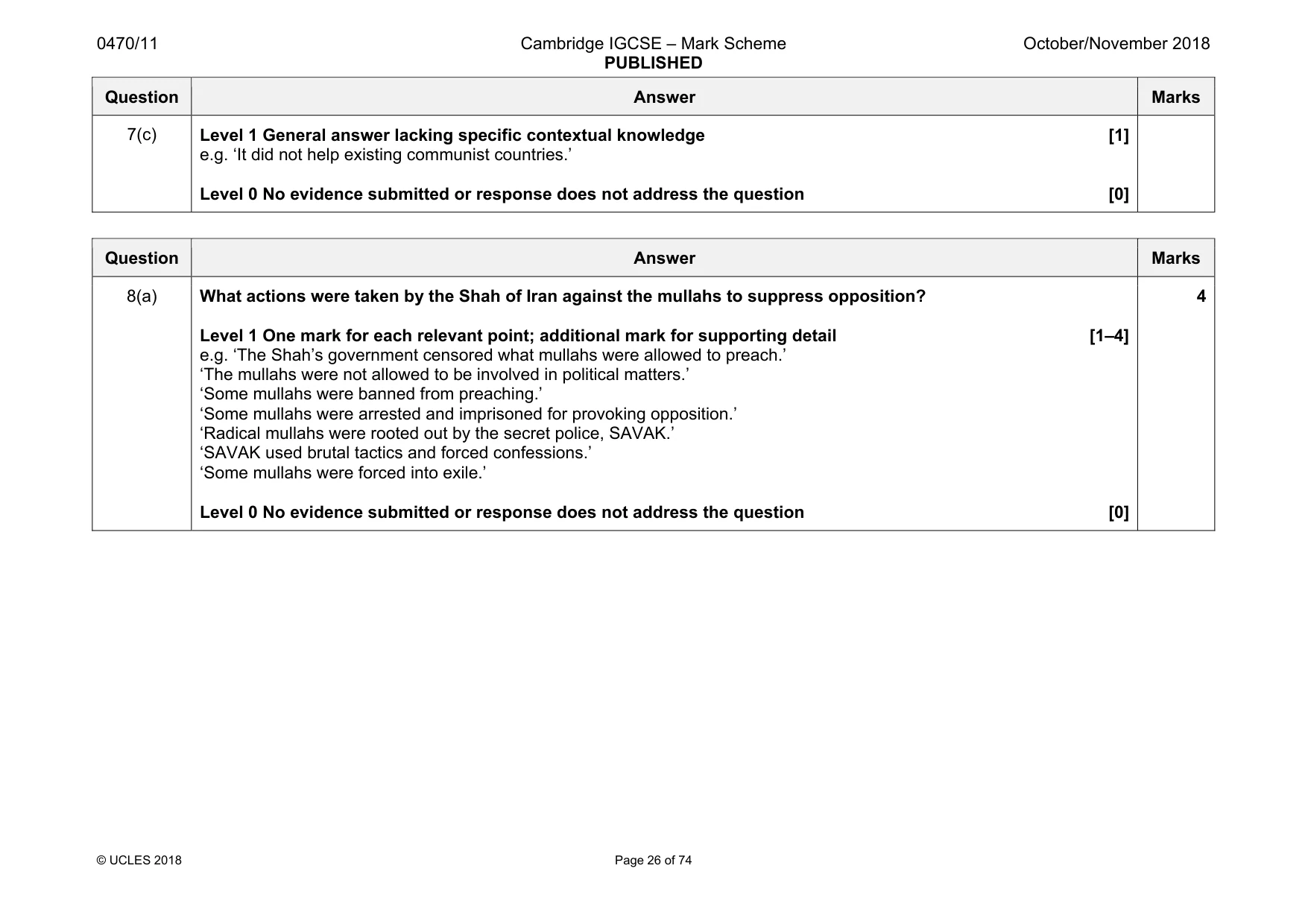 Mark scheme, page 26 of 74