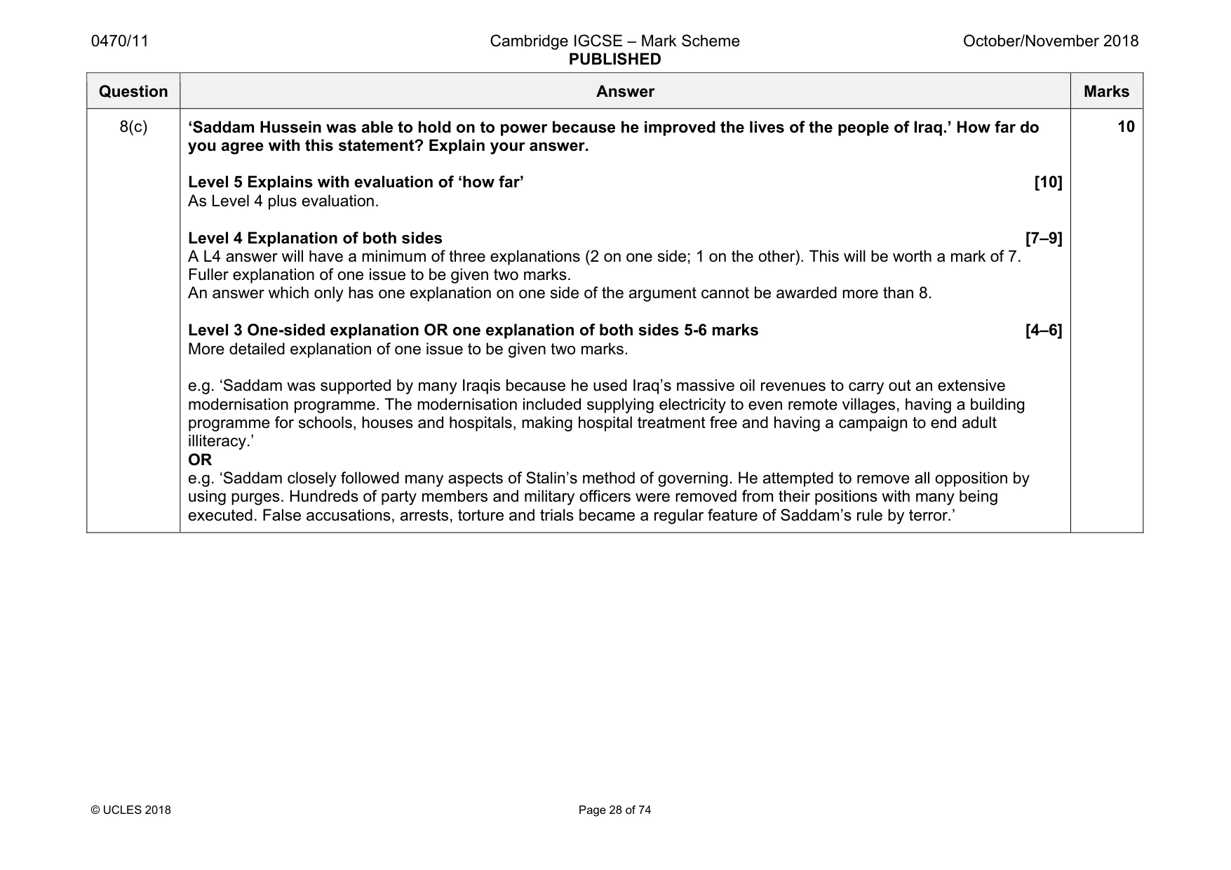 Mark scheme, page 28 of 74
