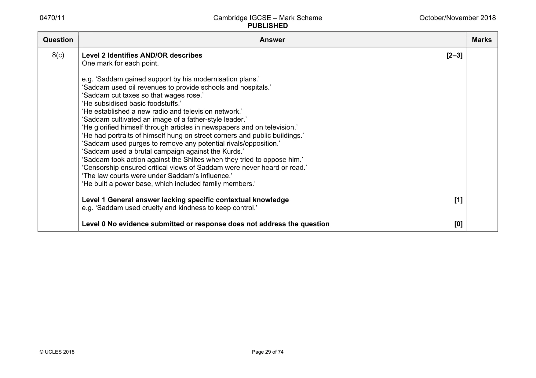 Mark scheme, page 29 of 74
