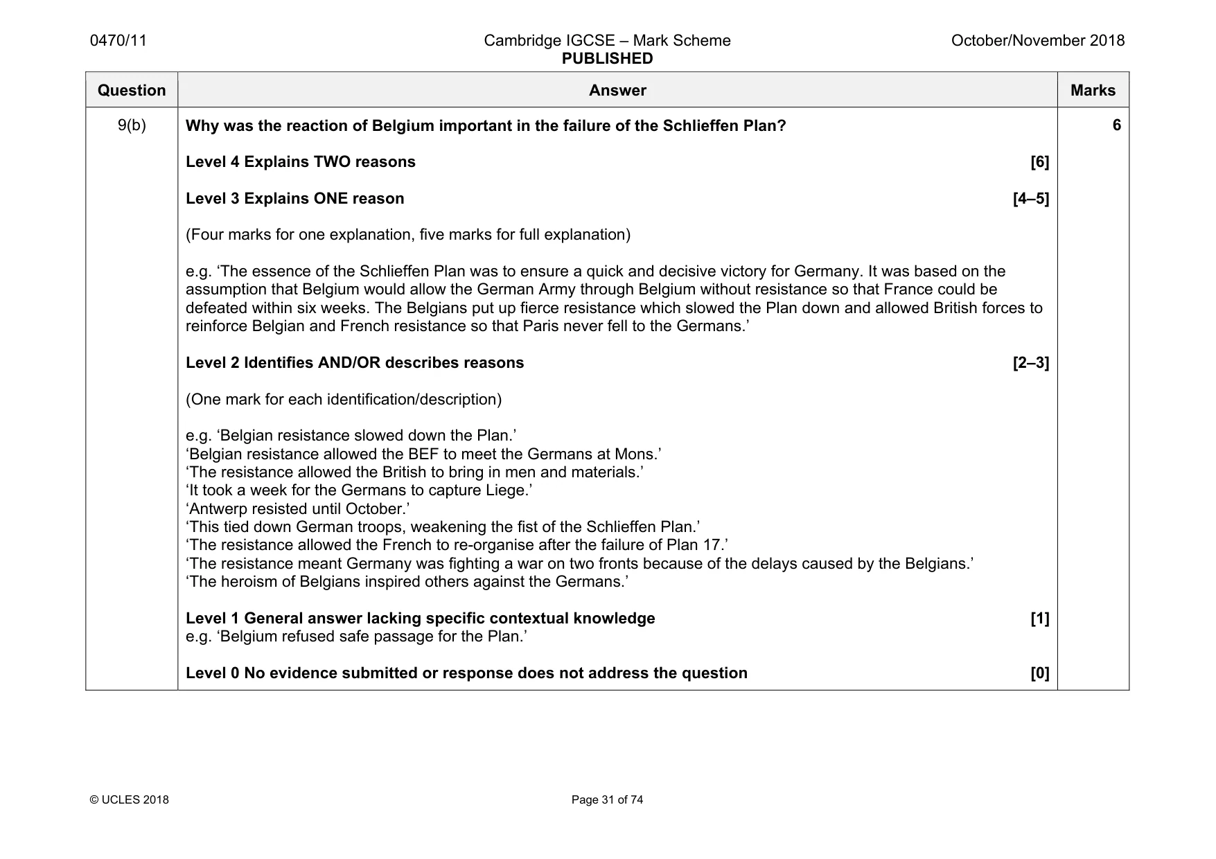 Mark scheme, page 31 of 74